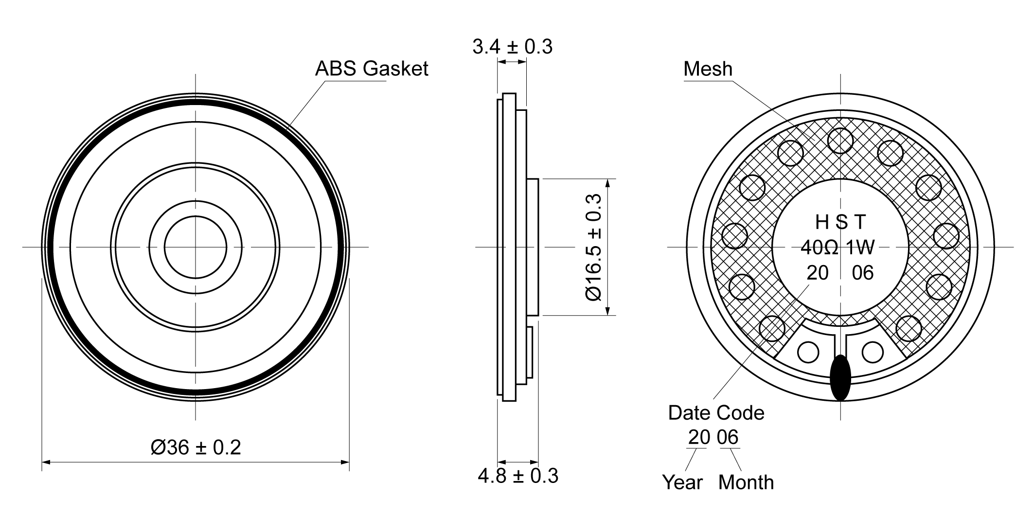 OST36R-4B1.0W40N Mechanical Drawing